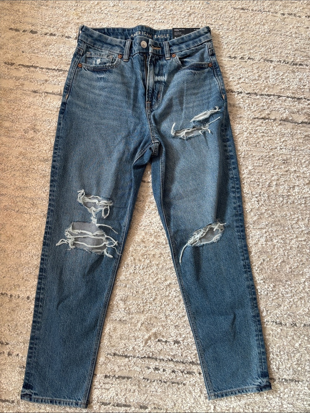 American Eagle Outfitters Distressed Boyfriend Jeans - Blue